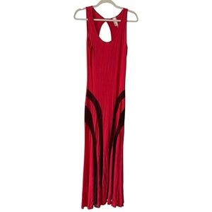 Sexy Red Maxi Dress With Mesh Cutouts and Open Back